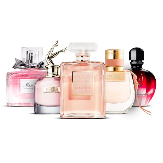 5er Parfüm-Set – Miss Dior Absolutely Blooming, Scandal, Coco Mademoiselle, Nomade und Black XS  [je 100 ml]