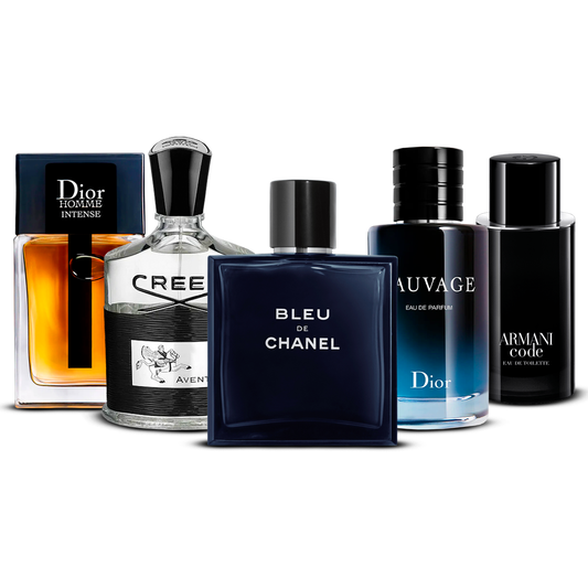 5er Parfüm-Set  –  Dior Homme Intense, Creed Aventus, Bleu de Chanel, Sauvage und Armani Code   [je 100 ml]
