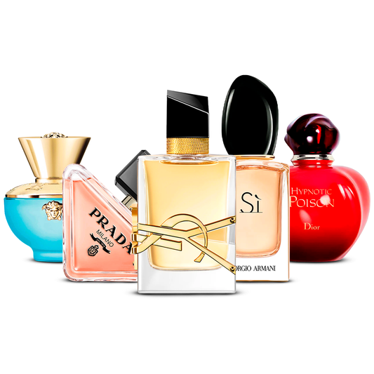 5er Parfüm-Set   – Versace Dylan Turquoise, Prada Paradoxe, Yves Saint Laurent Libre, Giorgio Armani Sì und Dior Hypnotic Poison   [je 100 ml]