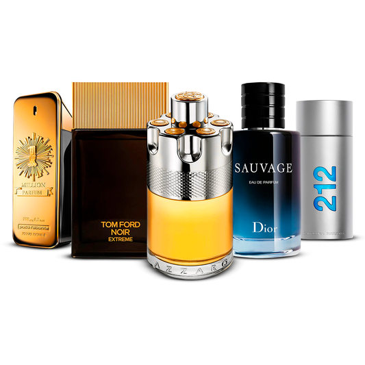 5er Parfüm-Set  – 1 Million, Tom Ford Noir Extrême, Azzaro Wanted, Sauvage und 212 Men [je 100 ml]