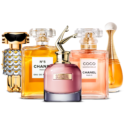 5er Parfüm-Set – Fame, Chanel Nº5, Scandal, Coco Mademoiselle und J'adore [je 100 ml]