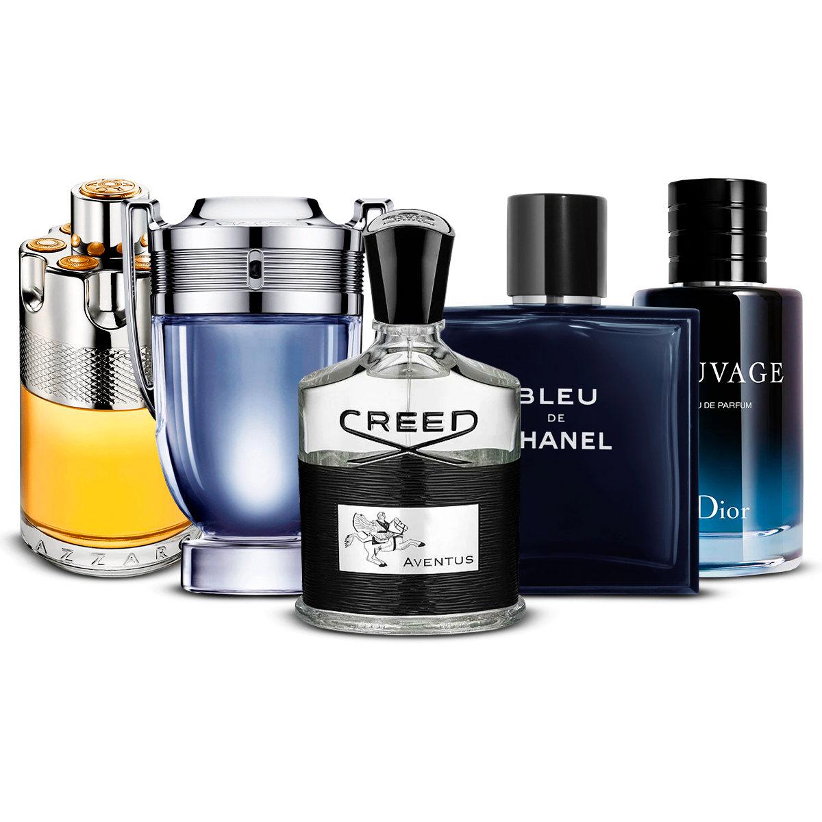 5er Parfüm-Set  – Azzaro Wanted, Invictus, Creed Aventus, Bleu de Chanel und Sauvage  [je 100 ml]