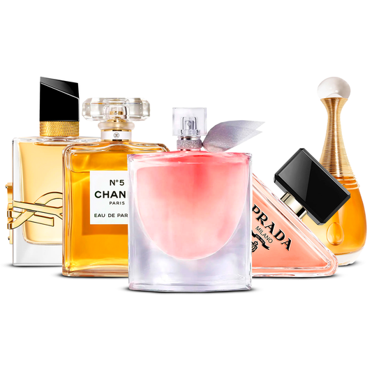 5er Parfüm-Set – Yves Saint Laurent Libre, Chanel Nº5, La Vie Est Belle, Prada Paradoxe und J'adore  [je 100 ml]