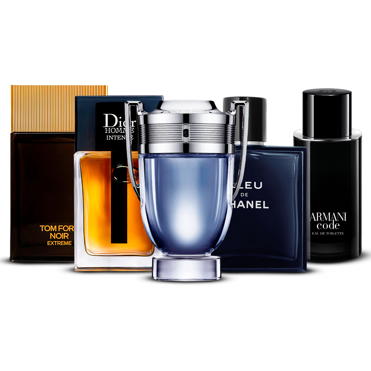 5er Parfüm-Set  – Tom Ford Noir Extrême, Dior Homme Intense, Invictus, Bleu de Chanel und Armani Code [je 100 ml]