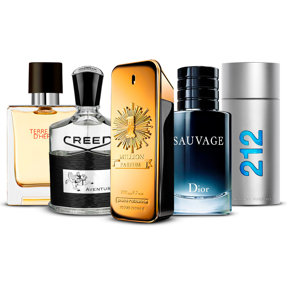 5er Parfüm-Set  – Terre d'Hermès, Creed Aventus, 1 Million, Sauvage und 212 Men  [je 100 ml]