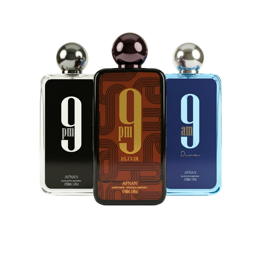 3er Parfüm-Set | Afnan 9PM + Afnan 9PM Elixir + 9AM Dive 100 ml