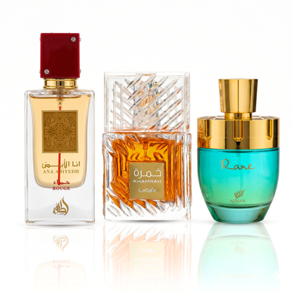 3er Parfüm-Set | Ana Abiyedh Rouge + Afnan Rare Tiffany + Lattafa Sublime 100 ml