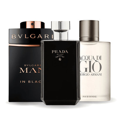 3er Parfüm-Set | Bvlgari In Black, Giorgio Armani Acqua Di Gio, L'Homme Prada Intense 100 ml