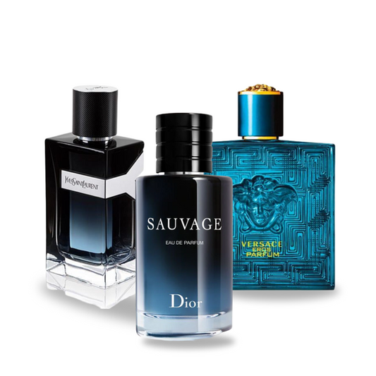 3er Parfüm-Set |  Dior SAUVAGE, Yves Saint Laurent Y MEN, Versace EROS 100 ml