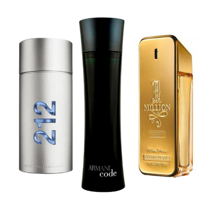 3er Parfüm-Set | 212 Men NYC, Paco Rabanne One Million, Armani Code Homme 100 ml