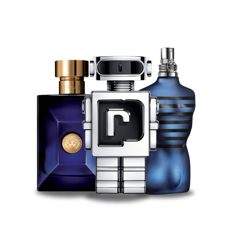 3er Parfüm-Set | Versace DYLAN BLUE, Paco Rabanne PHANTOM, Jean Paul Gaultier ULTRA MALE 100 ml