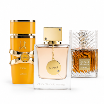 3er Parfüm-Set | Yara Tous - Club de Nuit Woman - Khamrah 100 ml
