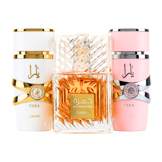 3er Parfüm-Set | Yara (Rosa) + Yara Moi + Khamrah 100 ml