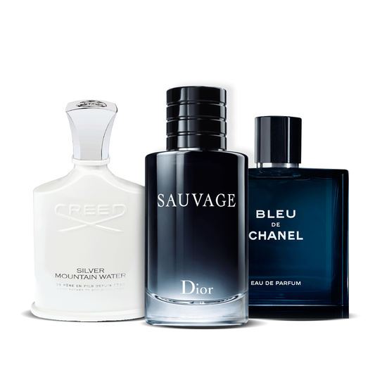 3er Parfüm-Set | Creed Silver + Sauvage Dior + Bleu de Chanel 100 ml