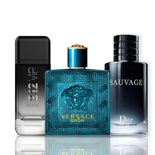 3er Parfüm-Set | 212 VIP Black + Versace Eros + Sauvage Dior 100 ml