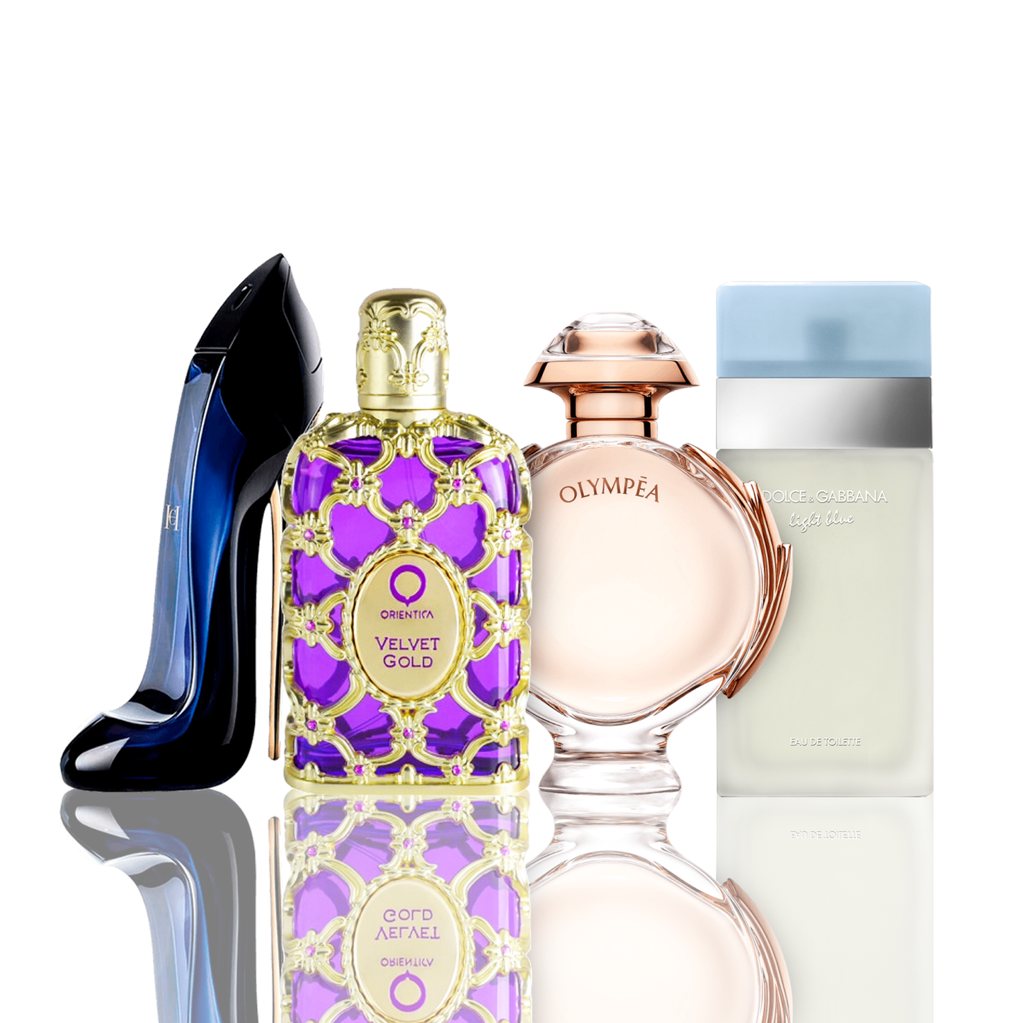 4er Parfüm-Set | Light Blue + Orientica Velvet Gold + Good Girl + Olympea 100 ml