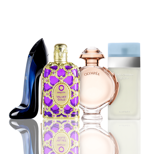 4er Parfüm-Set | Light Blue + Orientica Velvet Gold + Good Girl + Olympea 100 ml