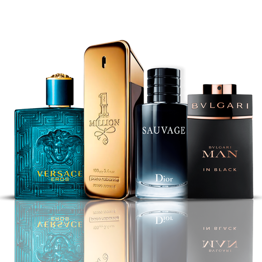 4er Parfüm-Set | Eros Versace + One Million Paco Rabanne + Bvlgari Man in Black + Sauvage Dior 100 ml