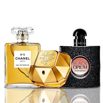 3er Parfüm-Set | Chanel N°5 + Lady Million + Black Opium