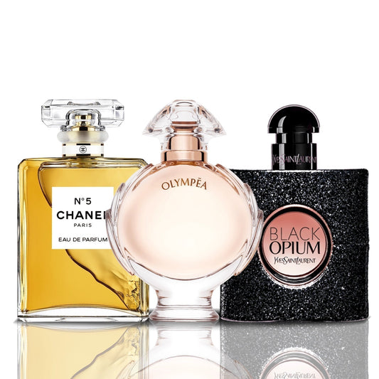 3er Parfüm-Set | Black Opium + Chanel N°5 + Olympea 100 ml